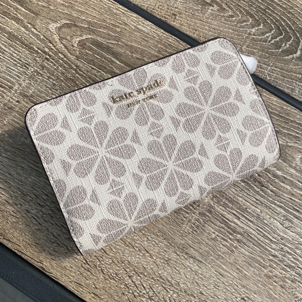 Spade Flower Coated Canvas Compact Wallet